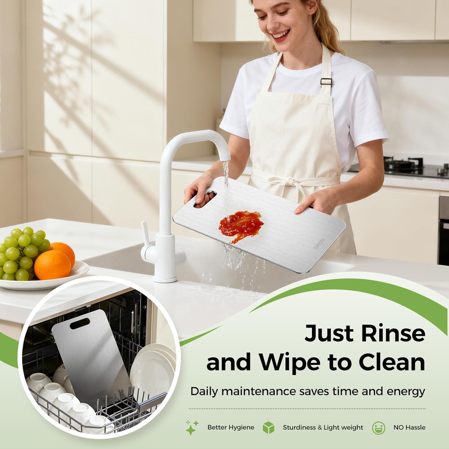 Titanium Cutting Board Set by [Brand Name] - 100% Double-Sided, Non-Toxic, Dishwasher Safe | 3 Sizes for Raw & Cooked Food