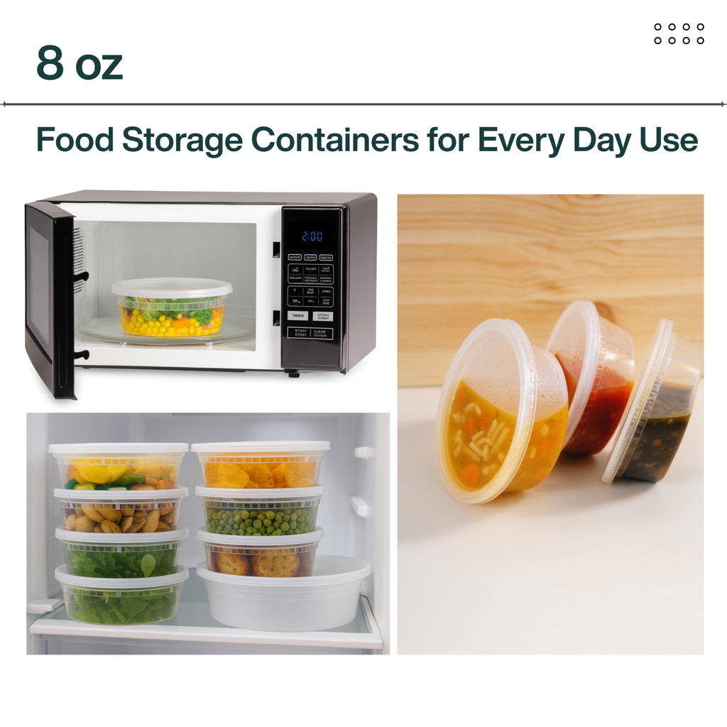 ProTakeOut [8oz-240 Sets Plastic Deli Containers with Lids - BPA Free Clear Soup Containers with Airtight Lids, Leak Resistant Food Storage for Meal Prep, Stackable/Microwave/Dishwasher/Freezer Safe