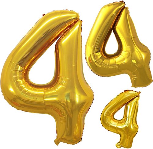 GOER Gold Foil Number 4 Balloons - Huge 42" & 32" Birthday Party Decorations (3 Pcs)