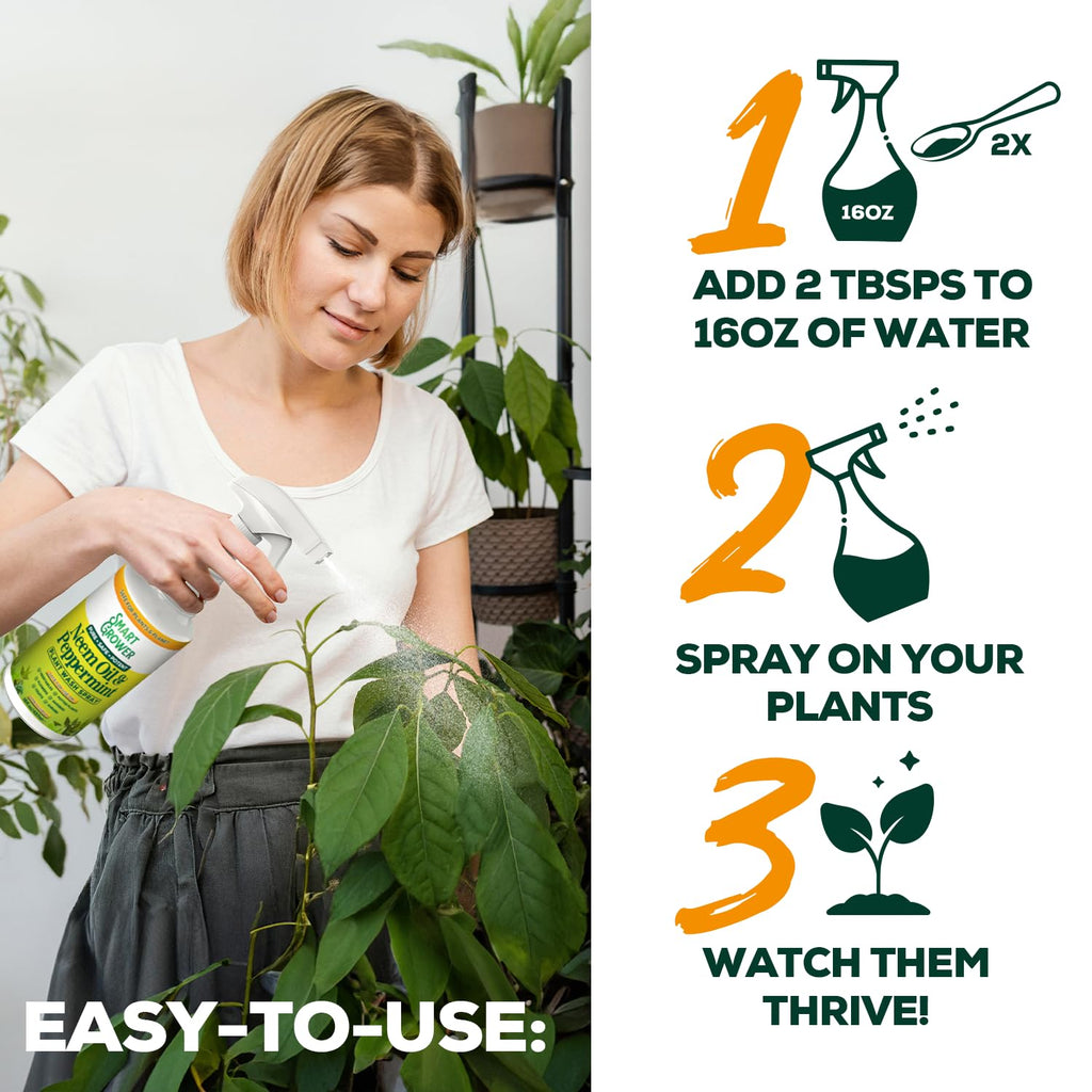 Neem Oil Spray for Plants by [Brand Name] - Peppermint Oil Formula for Indoor & Outdoor Use | 4 oz Concentrate Makes 1/2 Gallon RTU
