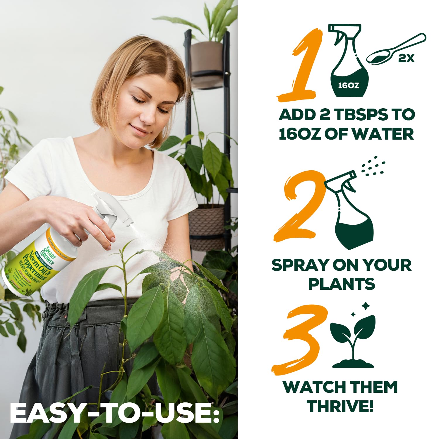 Neem Oil Spray for Plants by [Brand Name] - Peppermint Oil Formula for Indoor & Outdoor Use | 4 oz Concentrate Makes 1/2 Gallon RTU