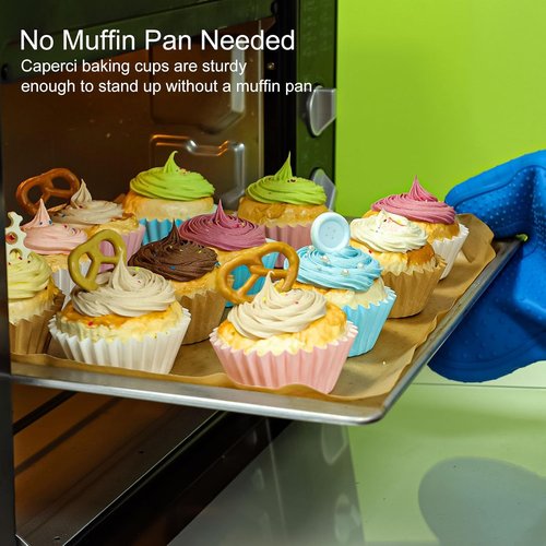 Caperci Mini Cupcake Liners - Grease-Resistant Heavy Duty Paper Muffin Cups, 200 Count, Odorless