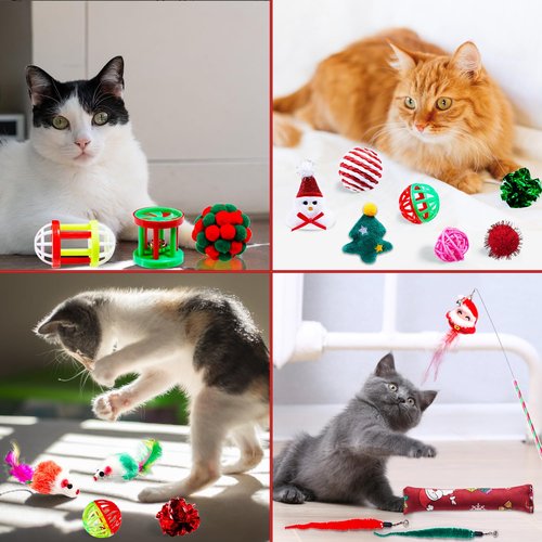 Cat Advent Calendar 2025, 24 Day Advent Calendar for Pets Christmas Countdown Calendar for Kitten with Assorted Cat Interactive Play Toys