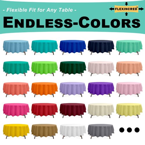 Flexincred Blush Pink 3 Pack Round Plastic Tablecloth 84 Inches Premium Macaron Pastel Pink Decorative Table Cover for Baby Shower, Birthday, Wedding, Indoor and Outdoor use