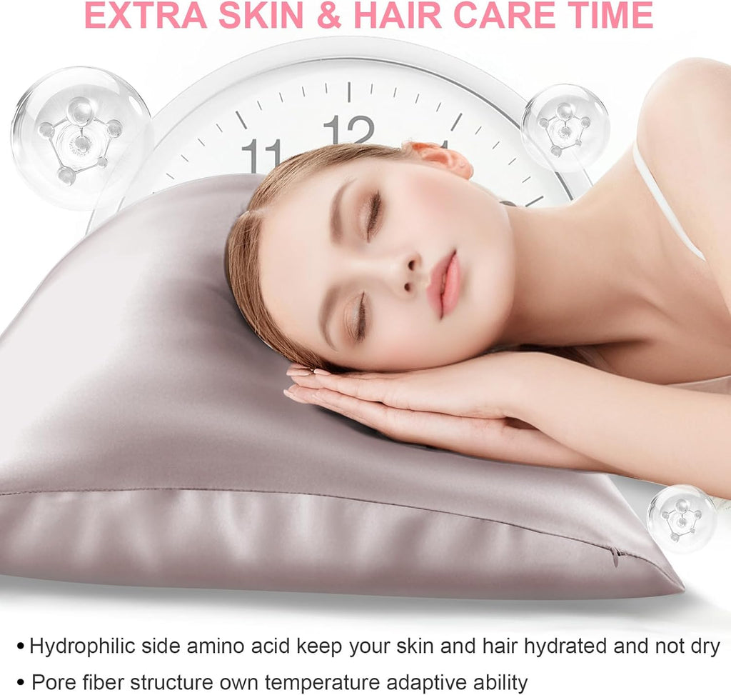 Mulberry Silk Pillowcases by Skiennix - King Size, Hidden Zipper, Soft & Breathable for Hair & Skin, Taupe