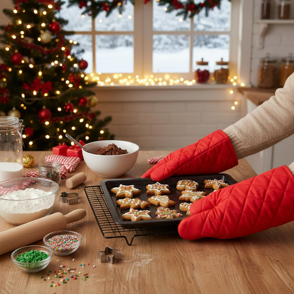 Dandat 16 Pairs Oven Mitts Quilted Terry Cloth Lining Extra Long Heat Resistant Kitchen Glove Christmas Cotton Microwave Baking Glove for Reliable Flexible Cooking Grille BBQ, 11 Inch, 8 Colors
