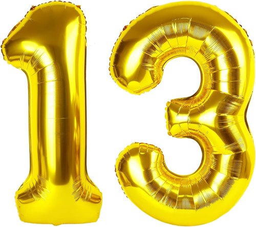 Gold Number 13 Balloon by [Brand Name] - 40 Inch Foil Party Decoration for Birthdays & Weddings
