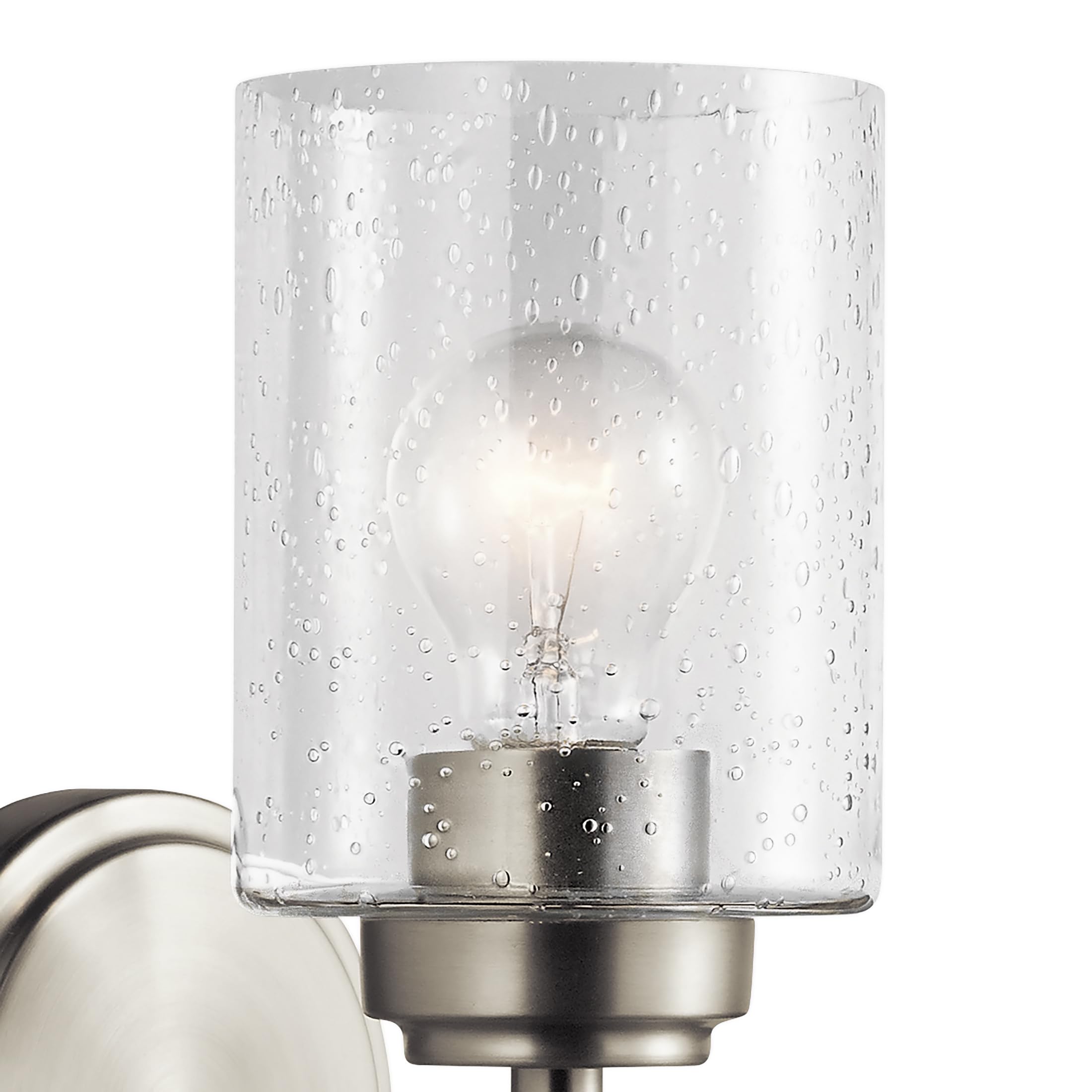 Kichler Winslow 9.25" Wall Sconce in Brushed Nickel, 1-Light Modern Wall Mount Fixture with Clear Seeded Glass , 45910NI