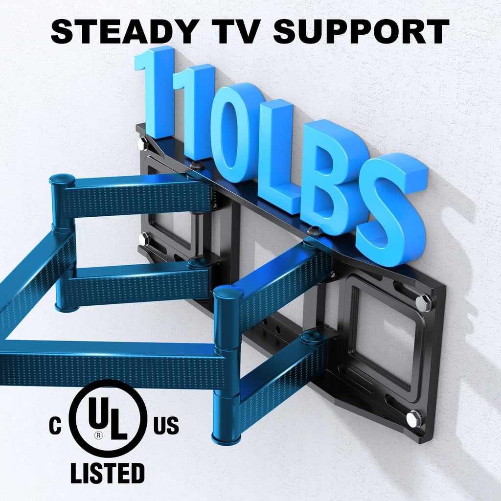 USX STAR Full Motion TV Wall Mount Bracket - Fits 32-70 Inch TVs, Swivel & Tilt, Max VESA 400x400mm, 110 lbs Capacity
