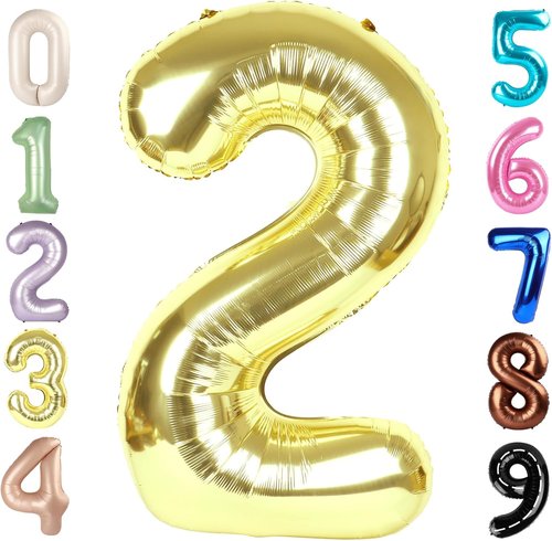 Light Gold 40-Inch Number Balloons by [Brand Name] - Perfect for 2nd, 12th, 21st Birthday Celebrations & Events