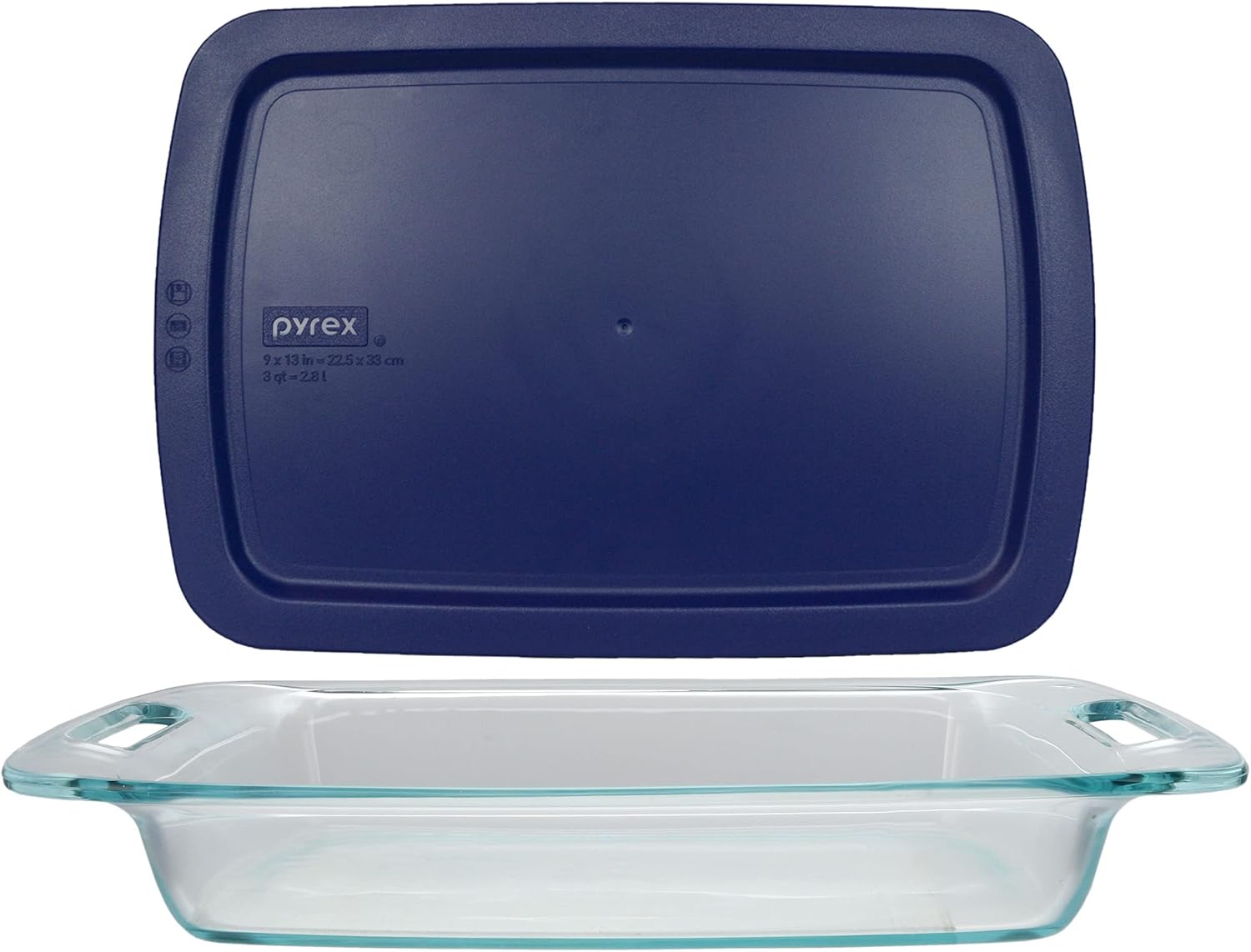 Pyrex 3qt Easy Grab Glass Baking Dish with Blue Lid | Durable & Made in USA