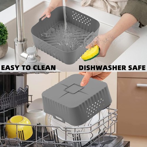 LYHOLKEER Air Fryer Silicone Liners - Reusable Square Liners for COSORI 9-in-1 & Ninja | 2 Pcs Set
