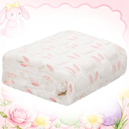 Gilprop Easter Blanket Throw Pink Bunny Ears White Rabbit Harvest Soft Fuzzy Plush Faux Fur Cozy Blankets for Couch Sofa Bed Lounging Ideal Gifts for Holiday Adults Wife Self 50 x 60 Inches