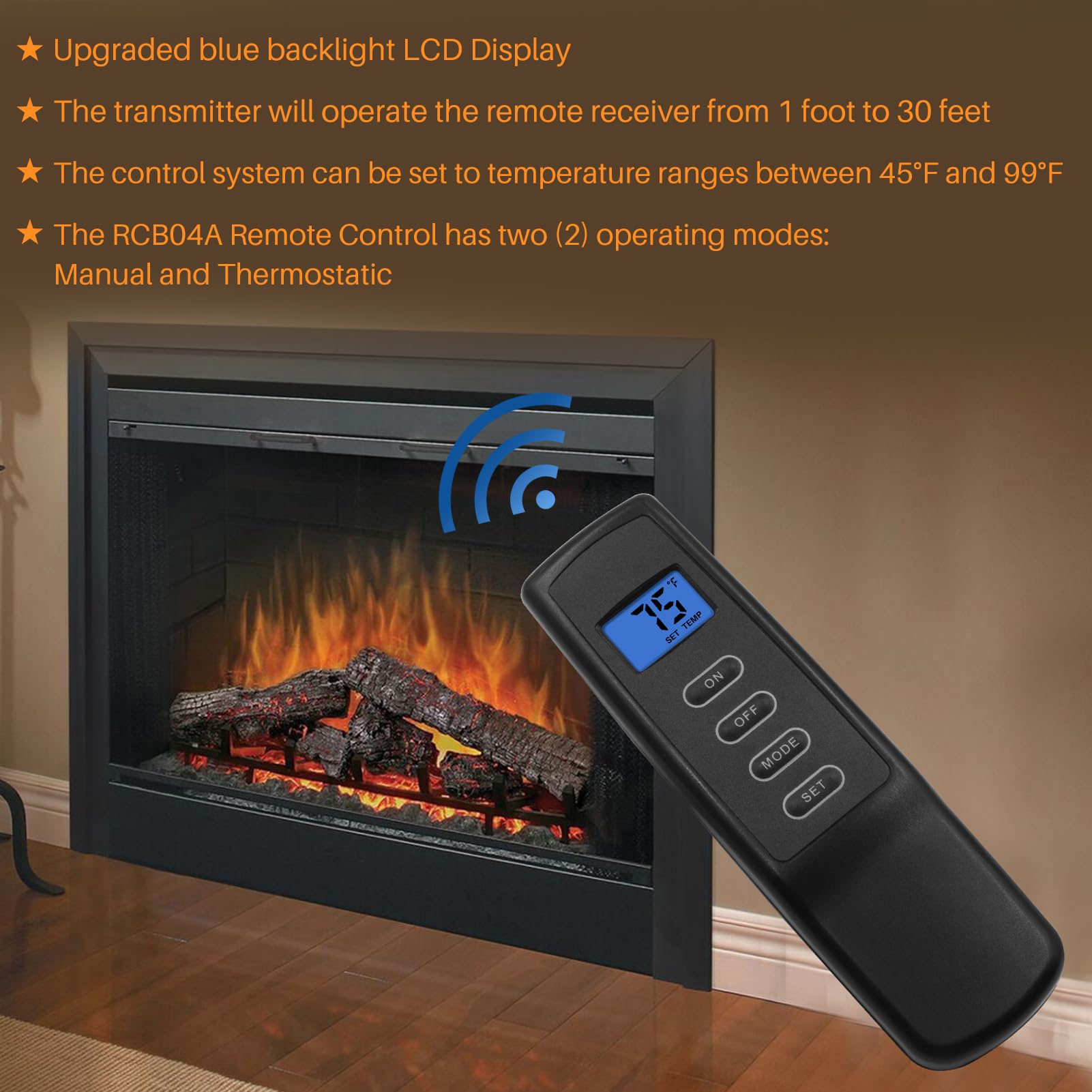 Upgrade Gas Fireplace Remote Control Kit, Millivolt Gas Valve Fireplaces and Stoves LCD Screen with Thermostatic, Compatible with Skytech, Majestic, Ambient, monessen, Vermont etc, 5 Year Warranty