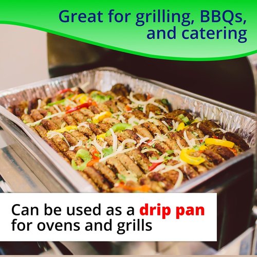 IDL Packaging Half-Size Aluminum Steam Table Pans with Lids - Medium, 13" x 11" x 2" (pack of 25) - Disposable Foil Pan for Grilling, Roasting, BBQ, Cooking, Baking, Freezing
