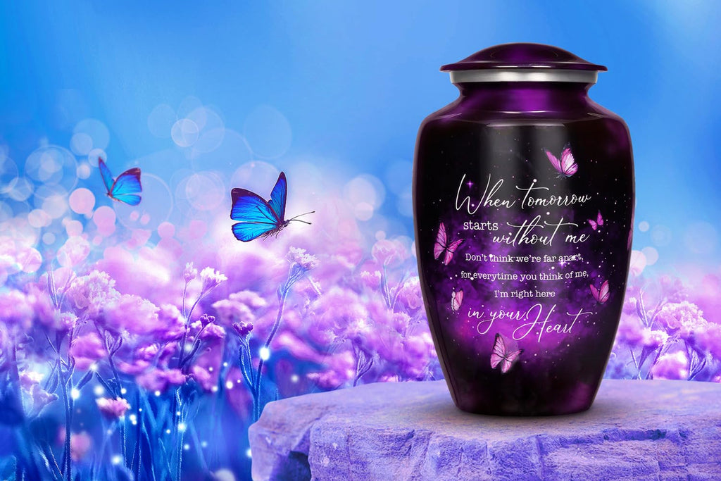 Purple Butterfly Urn for Human Ashes Adult – Large Purple Butterfly Urn for Women & Men with Secure Lid, Handcrafted Metal Urns for Ashes, Keepsake with Upto 200lbs