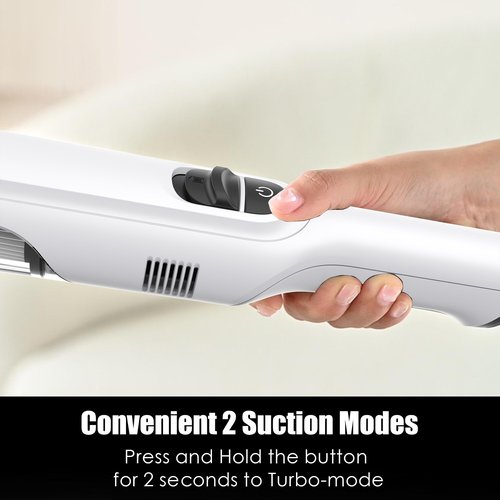 PROMOMO Handheld Vacuum Cordless, Lightweight 1.4lb with Powerful Suction, Charging Dock, Single Touch Empty and Detachable Dust Cup (Creamy White)