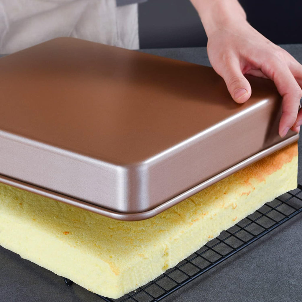2 Pack Nonstick Baking Sheet Pans by [Brand Name] - Deep Cookie & Brownie Trays | 12.7x10.6x2.4 Inches, Easy Clean & Food Safe