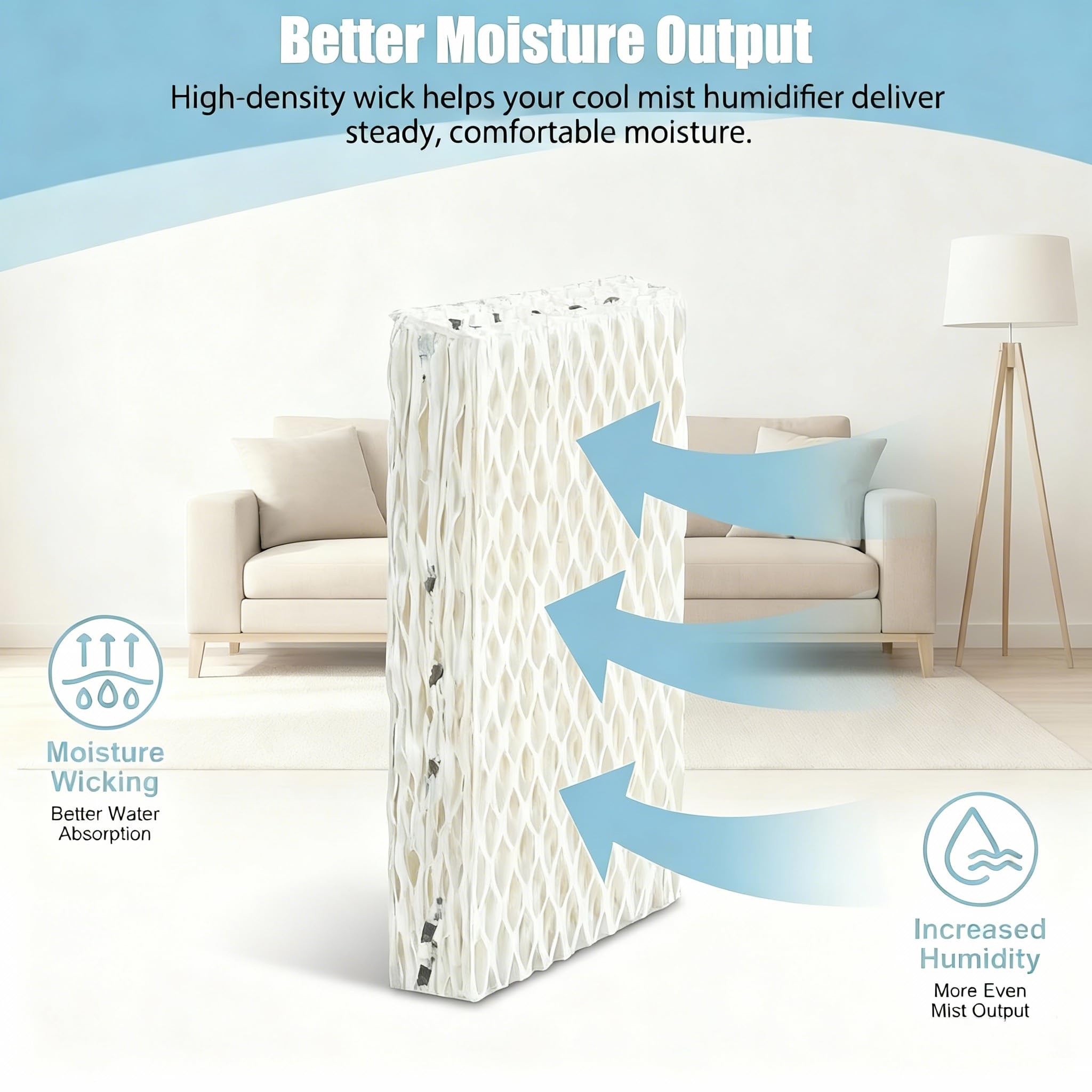 QalryXen WF813 Humidifier Filter Replacement, High-Density Wick Filters Compatible with Equate EQWF813, Relion RCM832/RCM-832N, ProCare PCWF813, EQ-2119-UL, PCCM-832N Cool Mist Humidifiers (3-Pack)