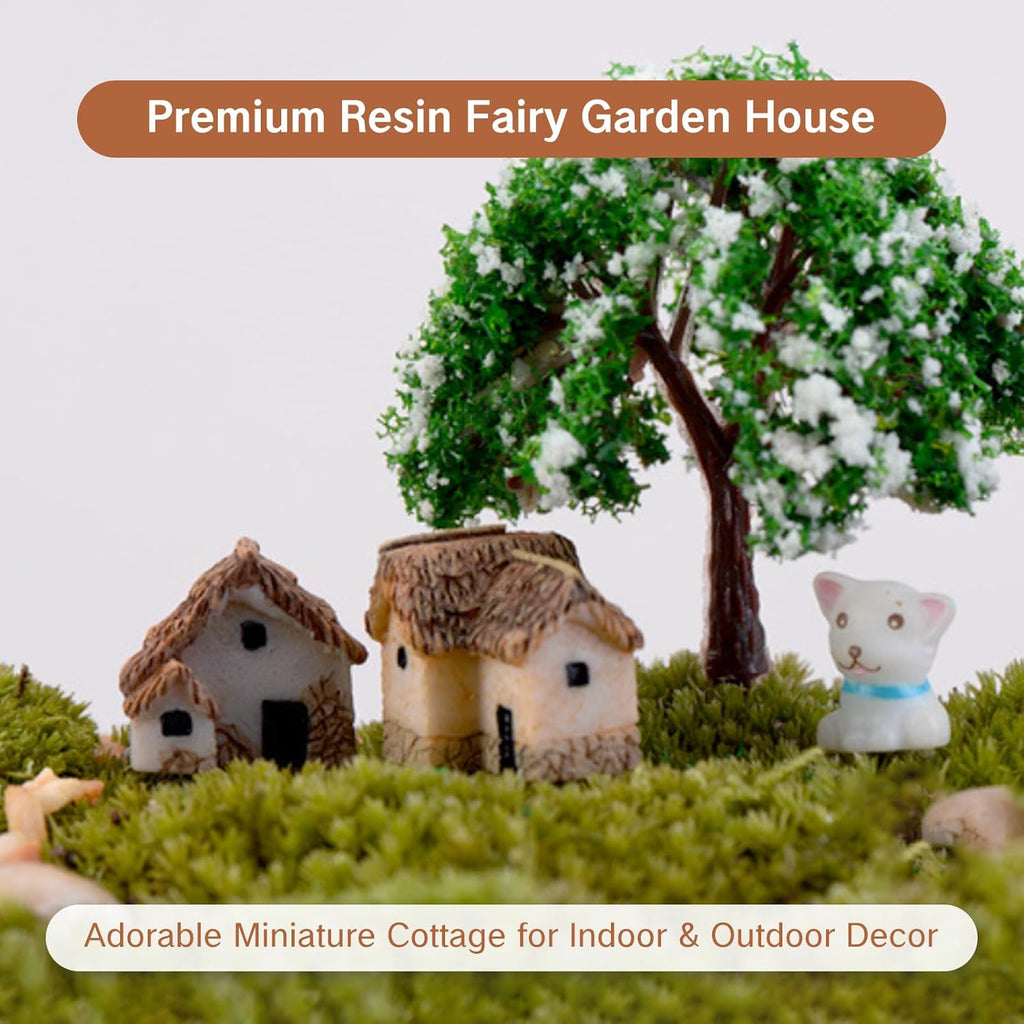 Skiennix Miniature House Village - 12pcs Resin Figurine Buildings for Fairy Garden Decor | Perfect for Bonsai & Succulents