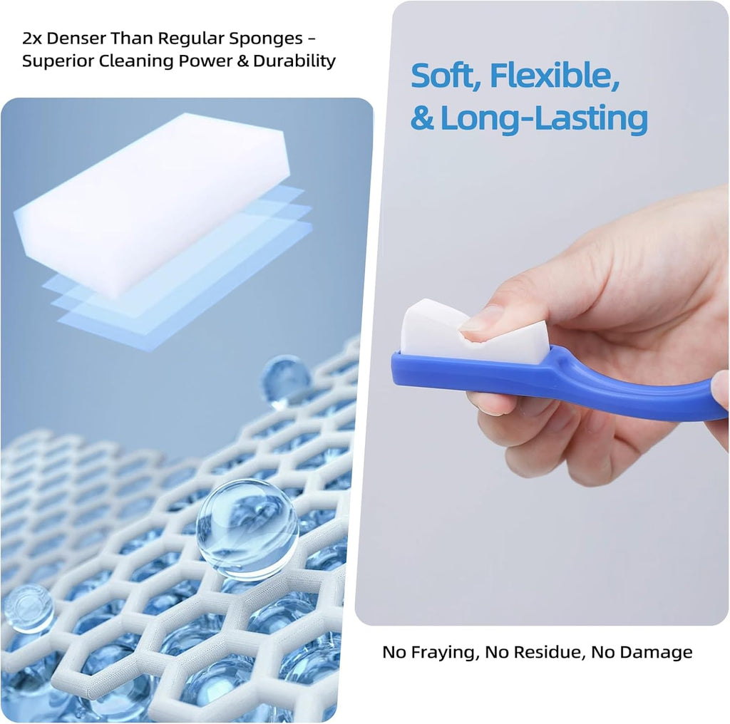 Magic Sponge Eraser Set - 33 Refill Melamine Sponges & 2 Scrub Brushes for Kitchen & Bathroom Cleaning