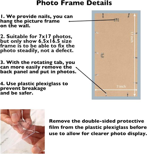 JCJMY 7x17 Rustic Brown Picture Frame - Versatile Wall Hanging for Horizontal & Vertical Photos