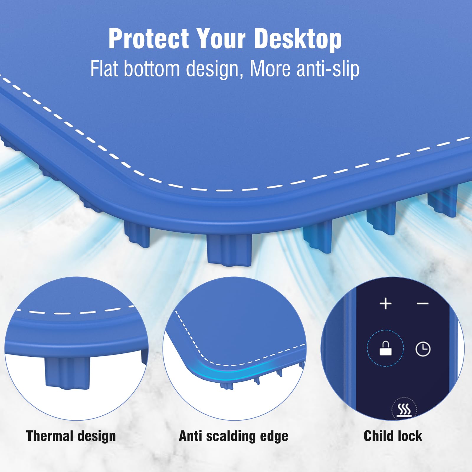 Extra Large Food Warming Pad,One-Touch Fast Electric Heating Tray,15x31.6"Rapid Heating Plate with Hanging and Foldable Storage,Portable Food Warmer for Parties, Buffets,Home Use and Travel (Blue)