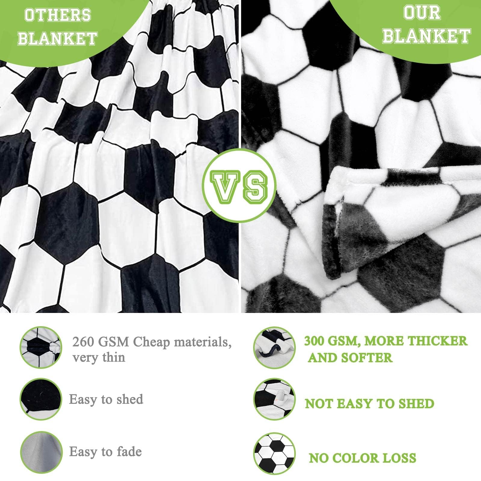 MASTIEE Soccer Blanket, Soccers Gifts for Boys Girls Soccer Lovers, Machine Washable Soft Fleece Throw Blankets for Kids Toddlers Teens, Soccers Decor for Bedroom Lving Room Play Room, 40x50 Inch