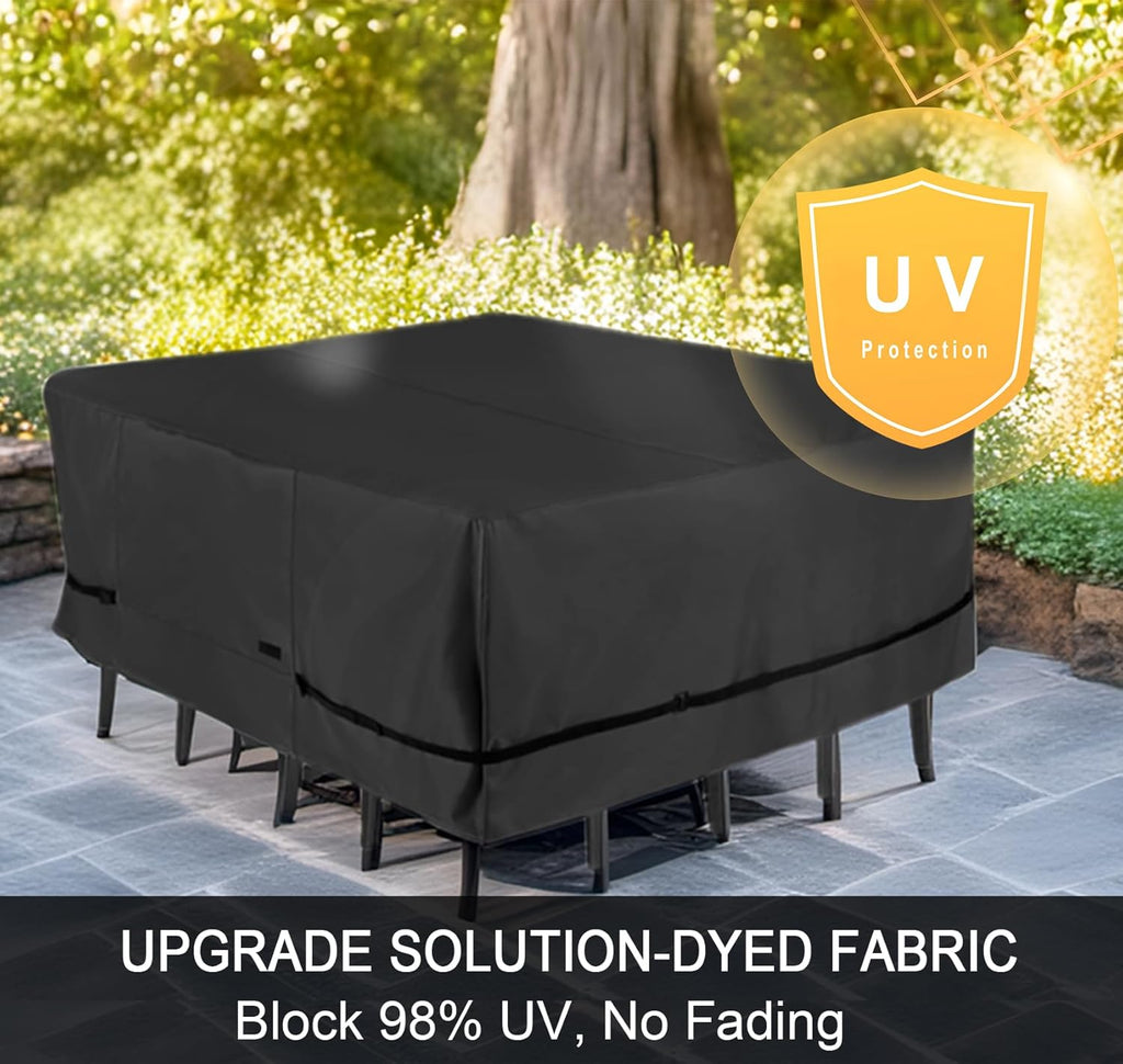 NettyPro Patio Table Cover - Waterproof 54 x 54 Inch Square Outdoor Furniture Protector | Black