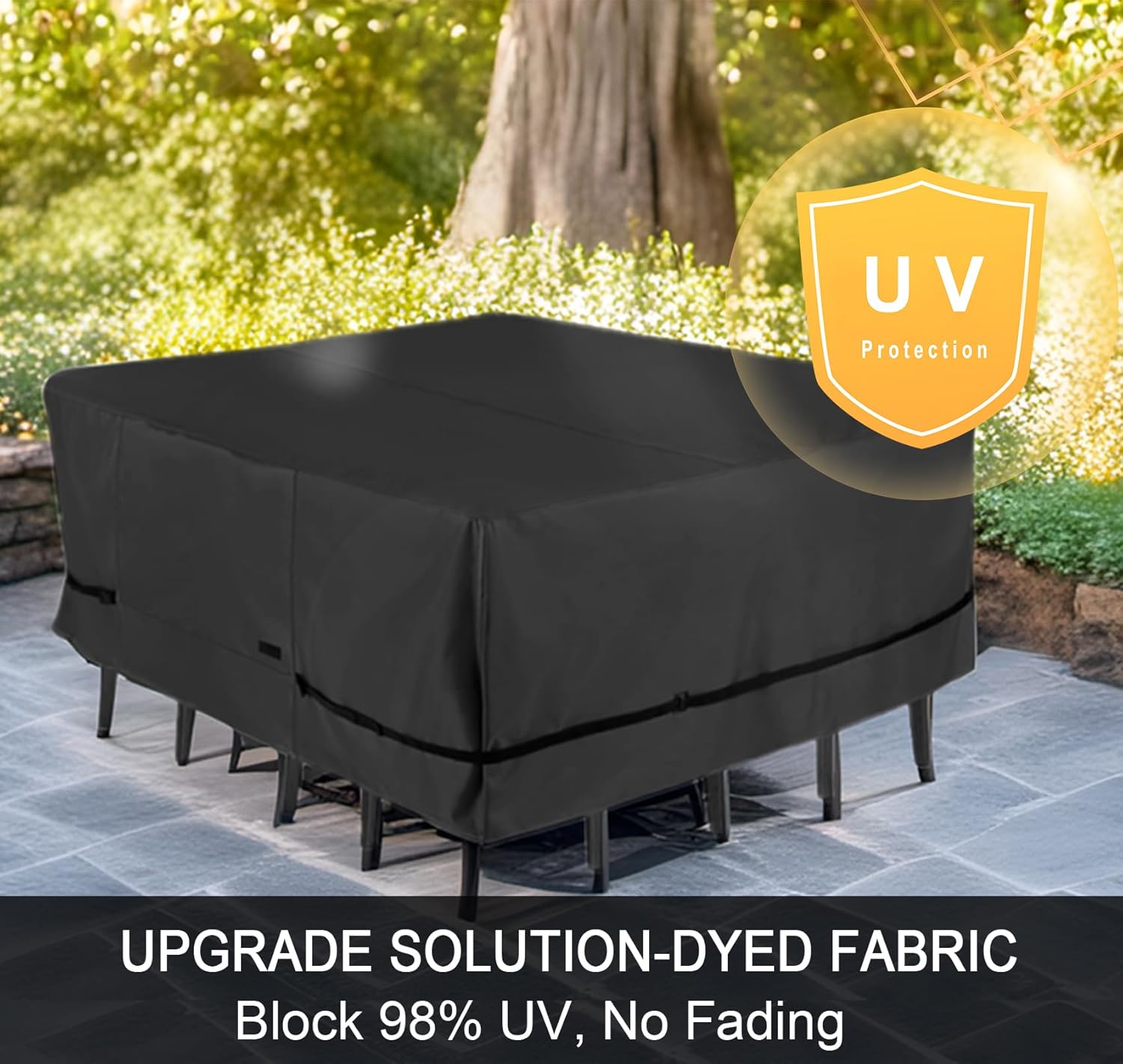 NettyPro Patio Table Cover - Waterproof 54 x 54 Inch Square Outdoor Furniture Protector | Black