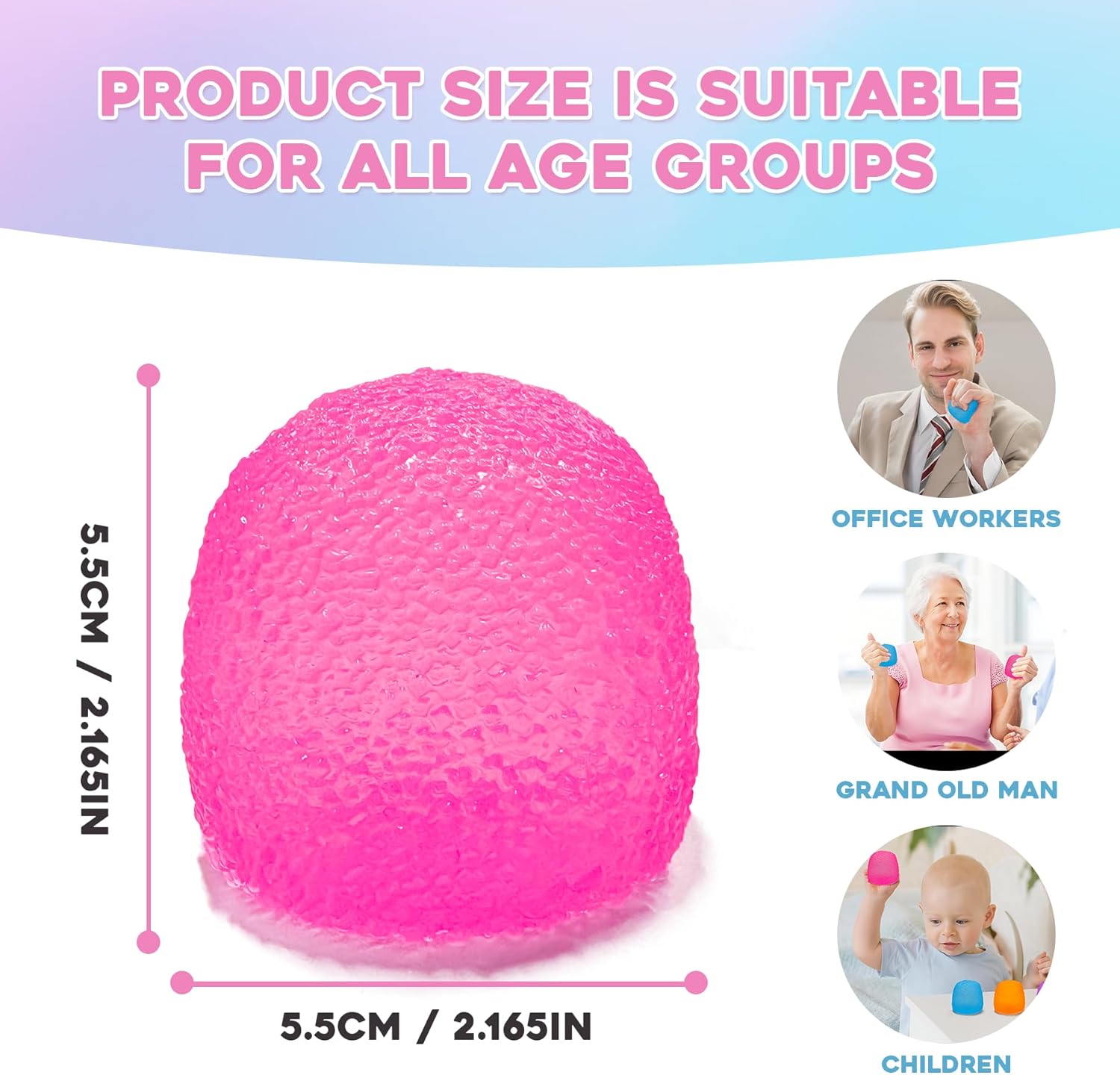 Skiennix Squishy Fidget Toy - Super Solid Squeeze Ball for Stress Relief | Pink Color, Ideal for Kids & Adults