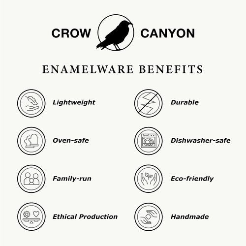 Crow Canyon Home Enamelware Salad Bowl, 5 quart, Black/White Splatter