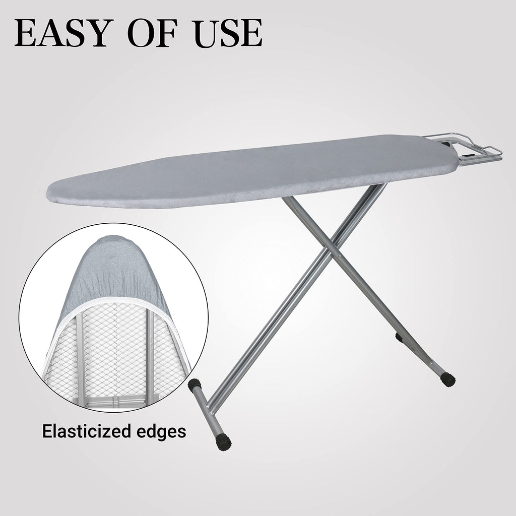 ZOES HOMEWARE Ironing Board Cover and Pad | 100% Cotton Cover with Padding Standard Size with Aluminum Coating | Heat-Reflective Ironing Board with Elastic Edges Set | 54"x15" Grey