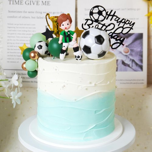 Soccer Cake Topper Decorations Soccer Player Clay Figurine Decorations for Football Sport Birthday Supplies (Style 01)
