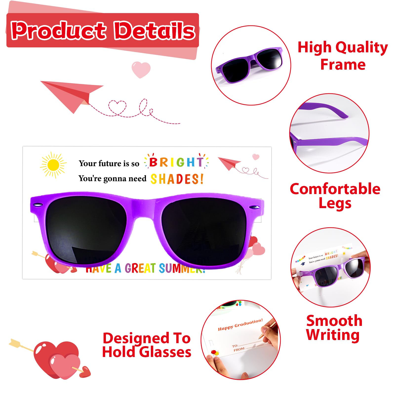 32 Pcs Valentines Day Gifts Valentines Cards with sunglasses Valentine Exchange Gifts for Valentine Gift for Parties and Friendship Favor Supplies