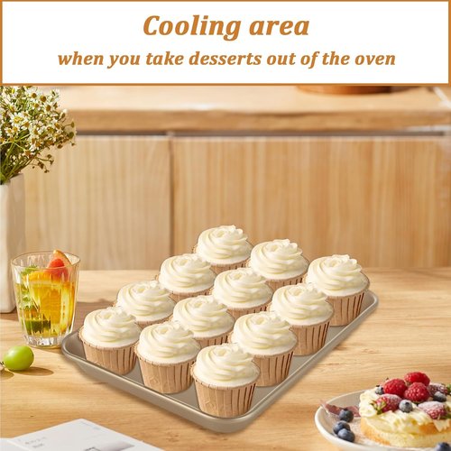 Acrux7 Nonstick 9x13 Baking Pan Set - 4 Pack Carbon Steel Quarter Sheet Trays for Oven Cooking