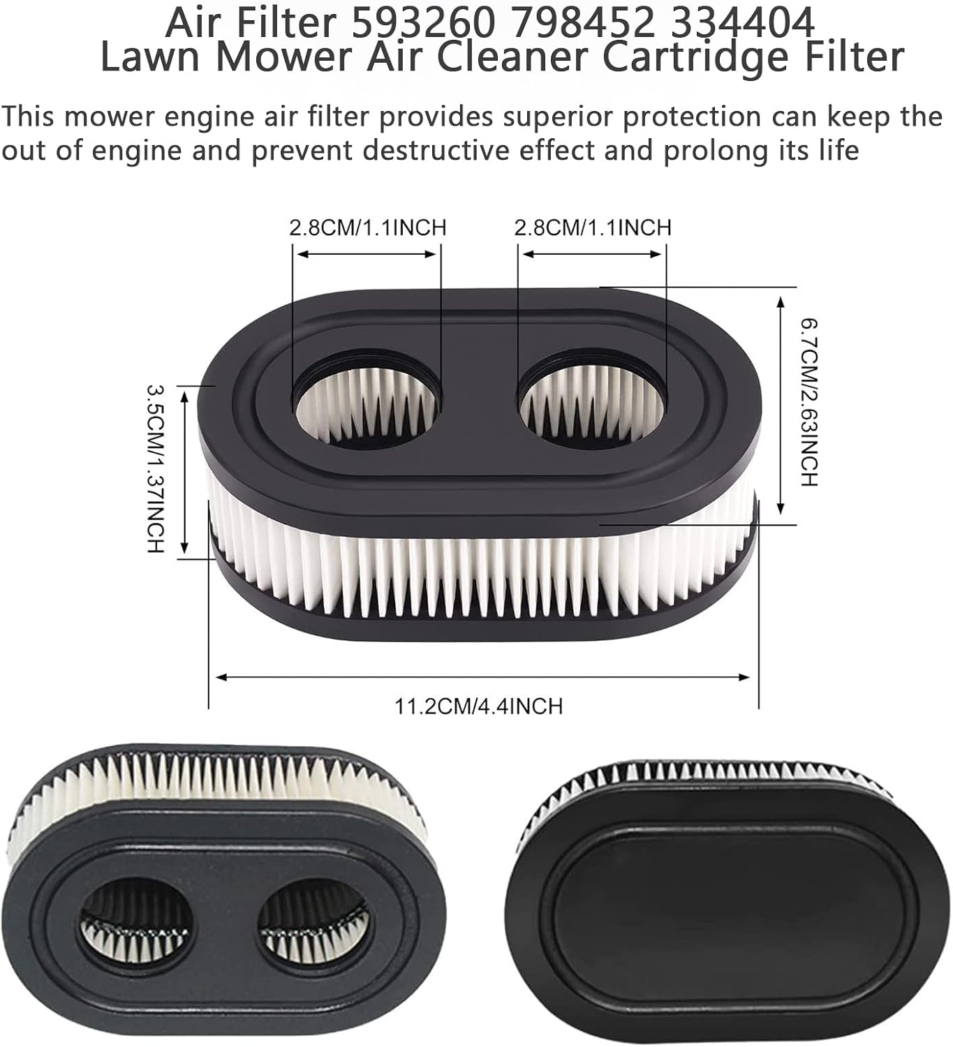 Skiennix Air Filter - Premium Replacement for Lawn Mower Engines | Fits 500EX, 550EX, 575EX & More (2 Pcs)
