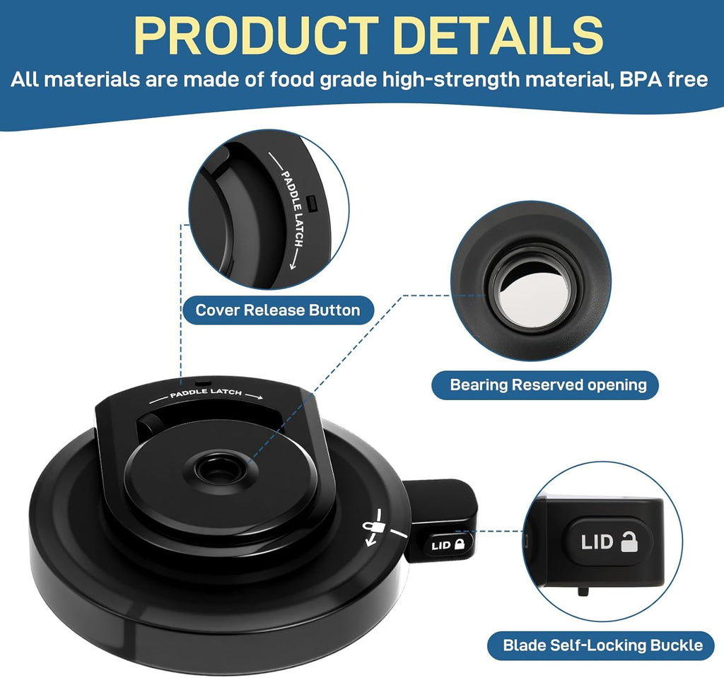 Ninja Creami Replacement Lid - Reusable Outer Bowl Lid with Paddle for NC299AMZ | NC301 | NC300 Series
