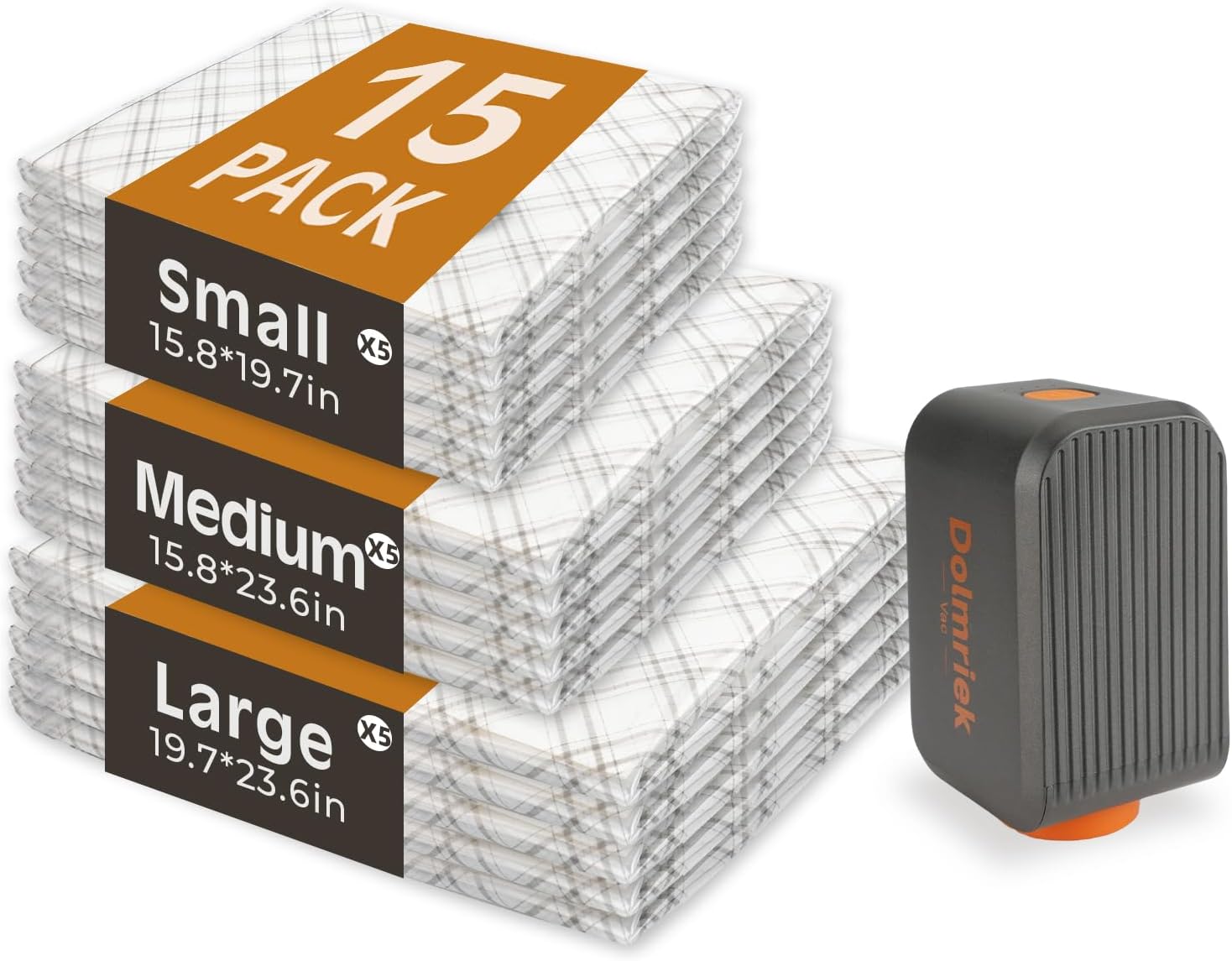 Skiennix Travel Vacuum Storage Bags - 15 Pack Compression Seal Bags with USB Electric Pump for Luggage