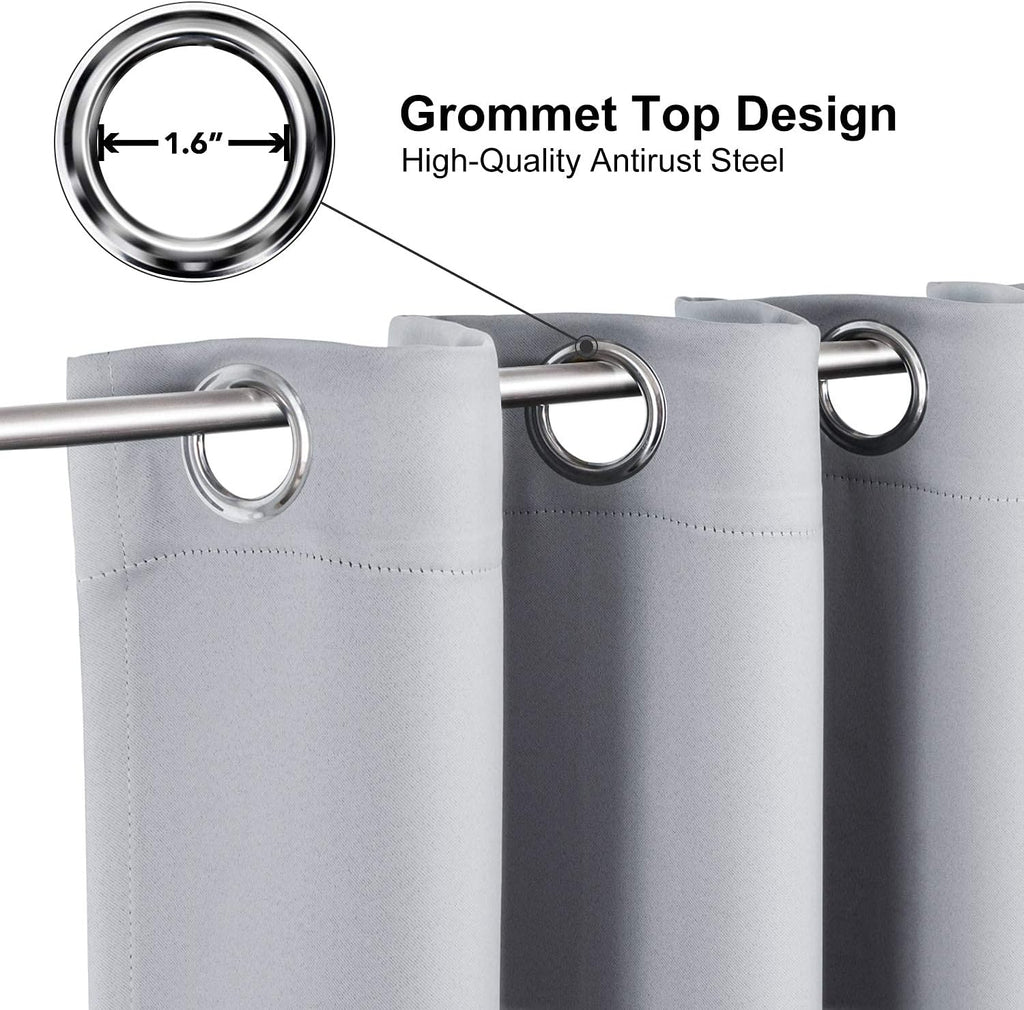 ChrisDowa Small Window Curtains - 50-Inch Grommet Thermal Insulated Room Darkening Panels | Light Grey (2 Panels)