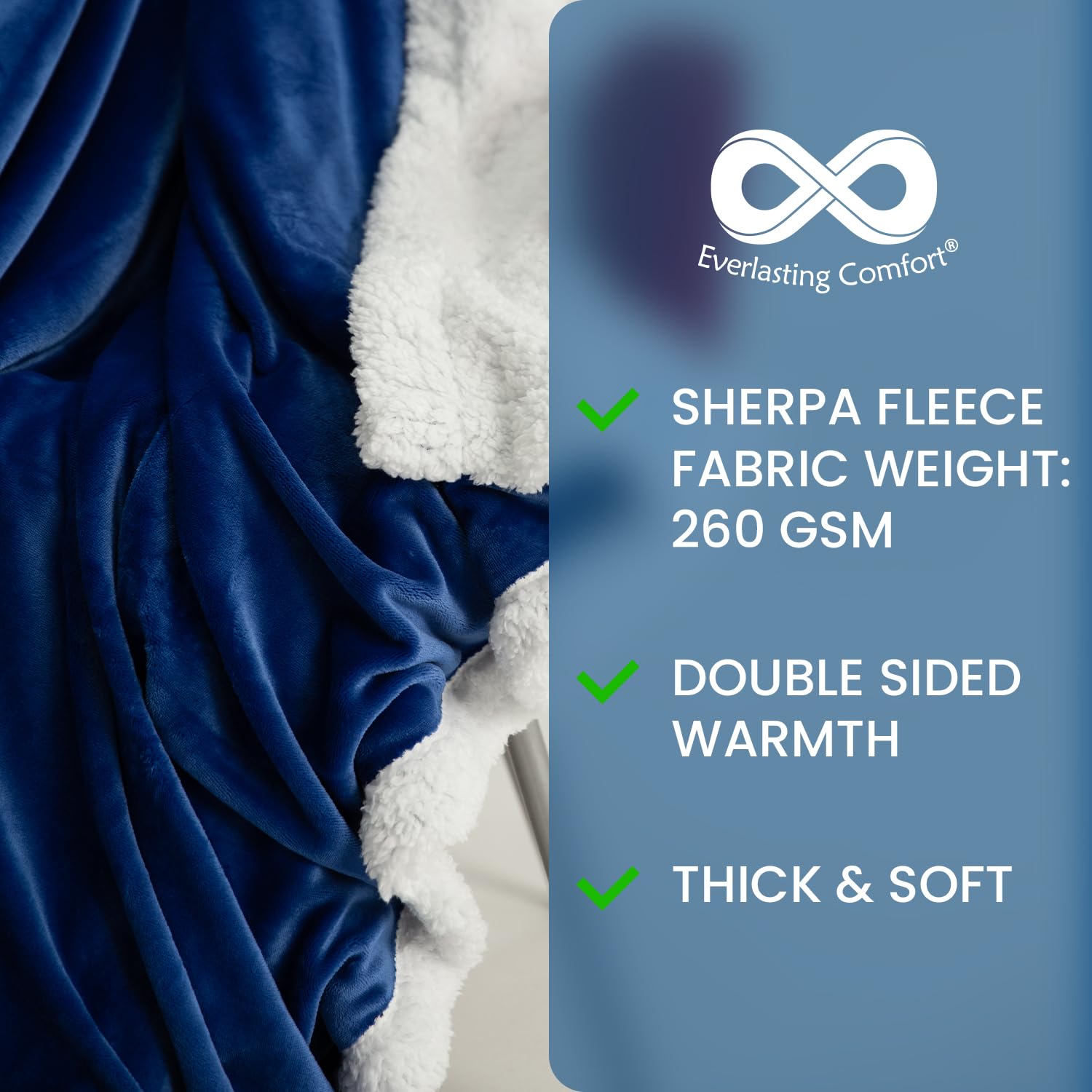 Everlasting Comfort Furry Sherpa Throw Blanket - Soft, Fluffy, Fuzzy, Plush, Thick, Minky Throws