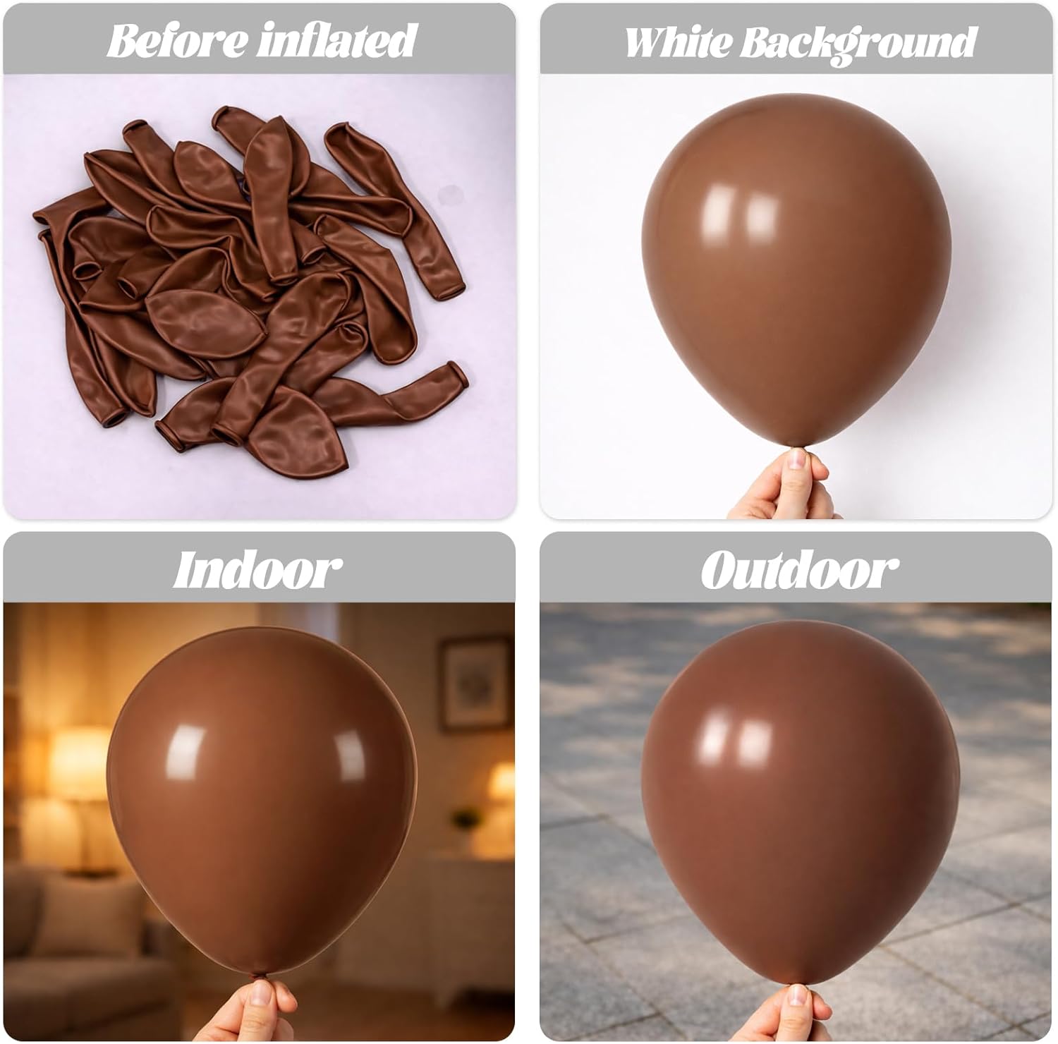 Voircoloria Coffee Brown Balloons - 12-Inch Tan Latex Party Balloons | 66-Pack for Weddings & Celebrations