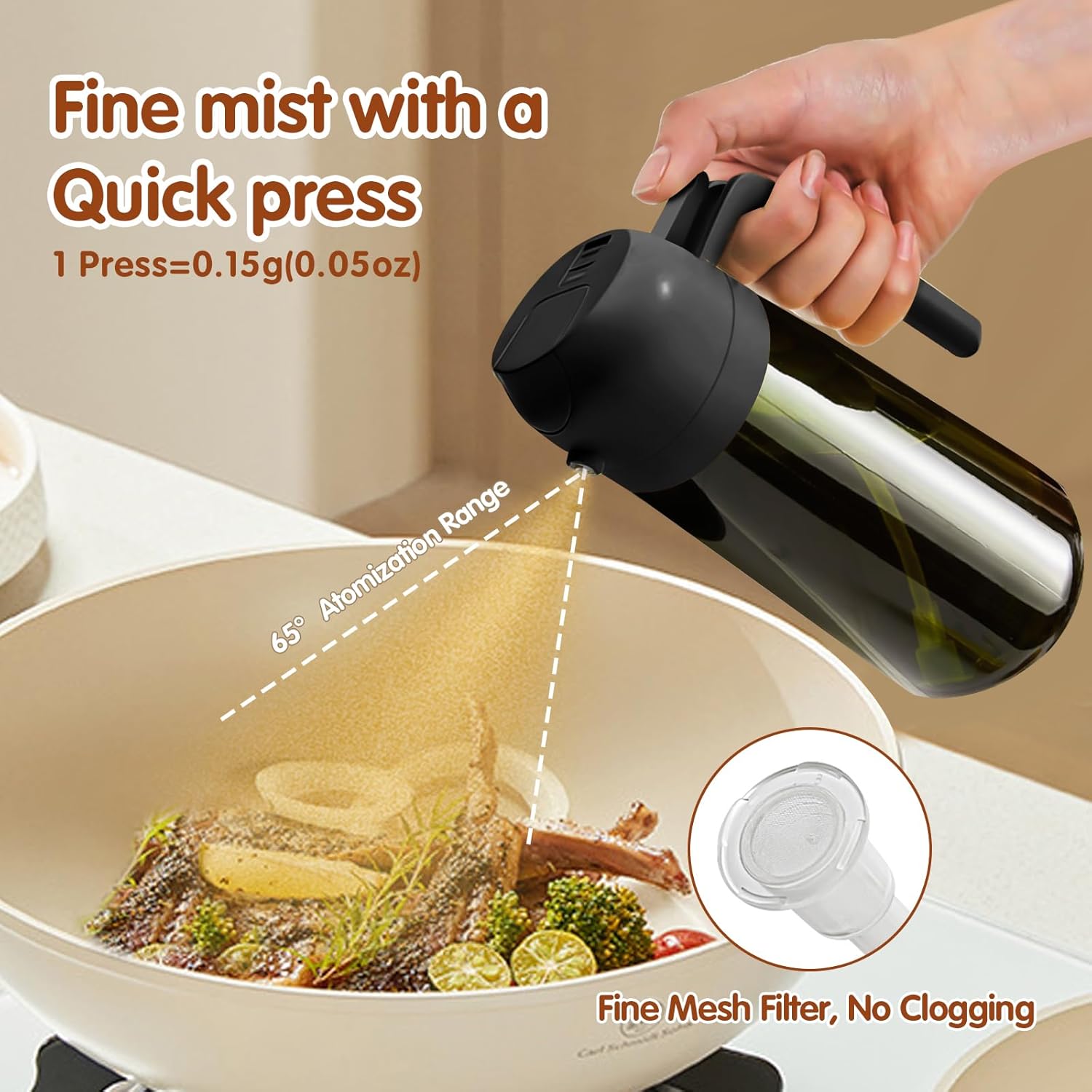 YARRAMATE Dark Green 16oz Oil Sprayer & 300ml Oil Dispenser with Brush - Versatile Kitchen Tools