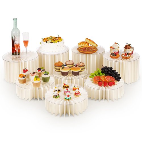 Flenpptly 8 Pcs Buffet Risers, Food Risers for Buffet Table, White Food Display Risers for Party Buffet Risers and Stands for Show Catering Desserts, Food, Jewelry (8 Pcs)