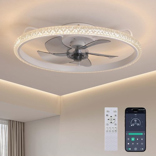 lumasphere 20" Small Ceiling Fans with Lights and Remote, 2025 Upgraded Low Profile Ceiling Fan, 3000K-6000K Dimmable, 6 Wind Speeds, Flush Mount Fandelier for Bedroom/Living Room/Kids Room