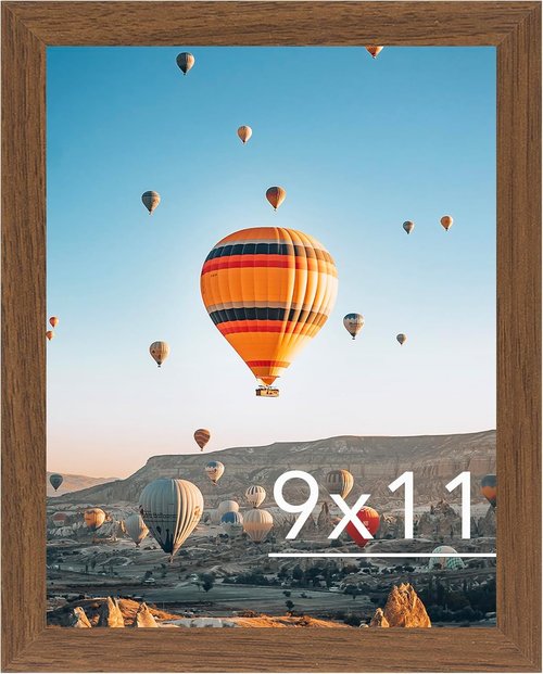 JCJMY 9x11 Picture Frame - Brown Wall Mount & Tabletop Display with Shatter-Resistant Plexiglass