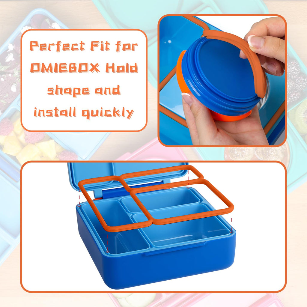 4 Packs Lid Seal Gasket For Omiebox,Omie Box Accessories for Kids Lunch Box Boxes, Food Grade Safe Silicone Rubber Seals (4P)