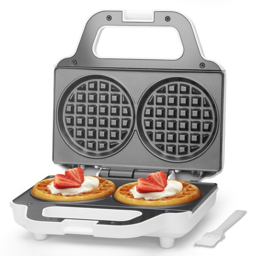 SugarWhisk 4 Inch Double Mini Waffle Maker Machine, Chaffle Maker, Waflera Electrica, Small Waffle Iron for Waffles, Keto Chaffles, Hash Browns, Cookies, Non-stick Plates