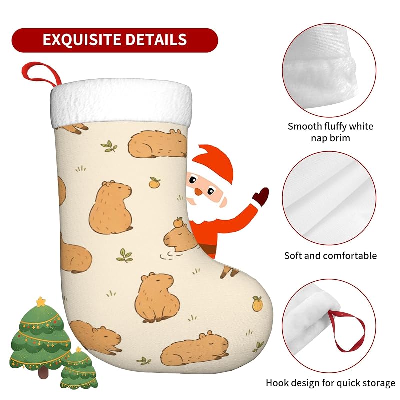 Cute Capybara Christmas Stocking - 18 Inch Plush Family Holiday Decor - Variation: Cute Capybara