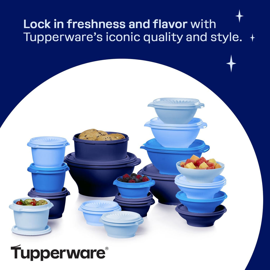 Tupperware Heritage Collection - 36-Piece Vintage Blue Food Storage Container Set | Dishwasher Safe & BPA Free